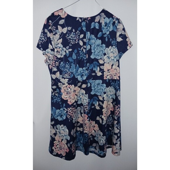 Eliza J Dress Women's 16w Navy Blue Floral Multi Color Plus‎ Size Short Sleeve - Picture 7 of 11